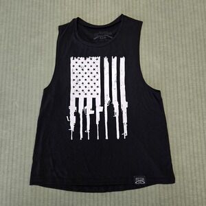 Grunt Style Women's Rifle Flag Tank Top Black Sleeveless Shirt  Size 2XL XXLA